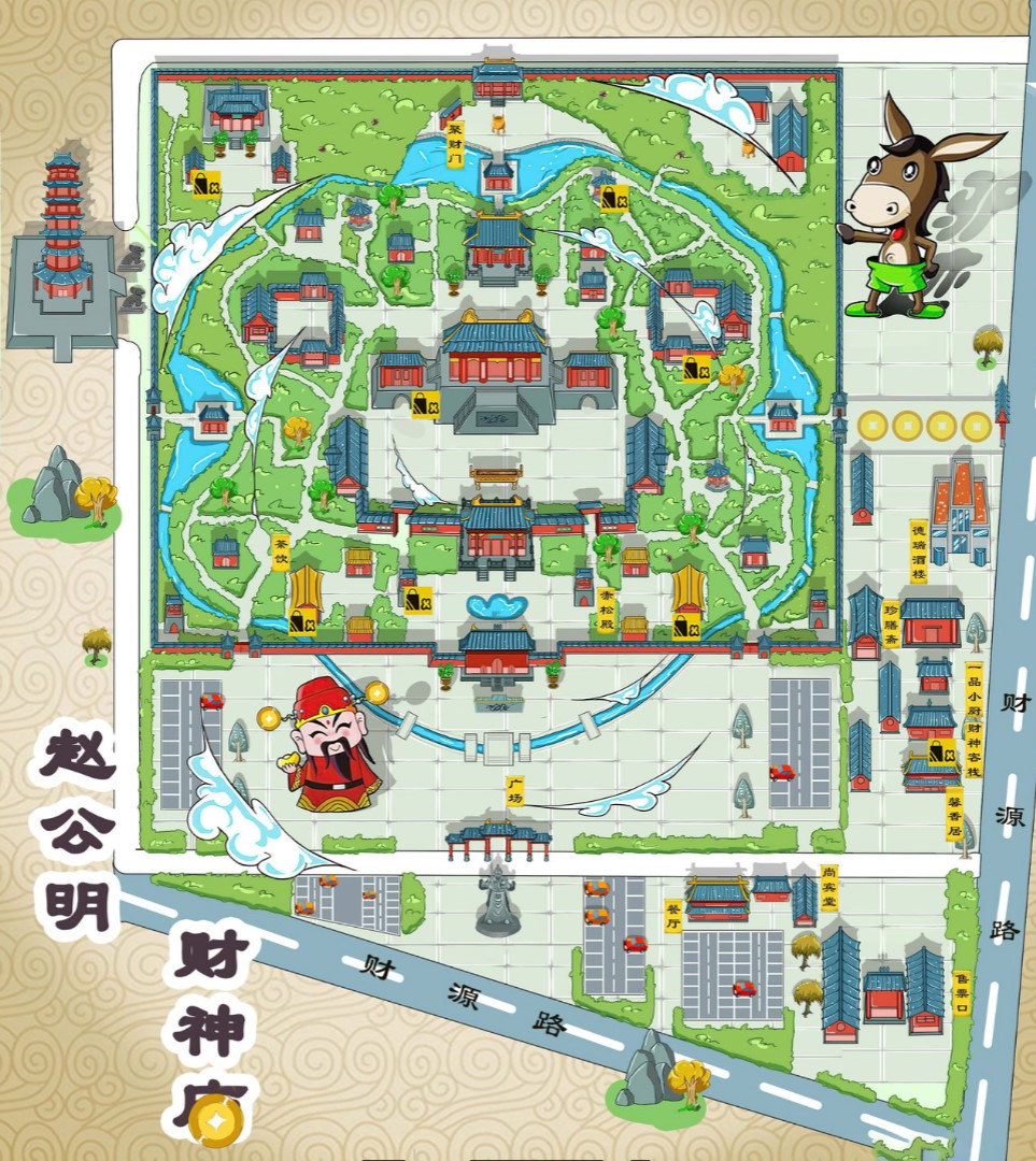 泰山寺庙类手绘地图
